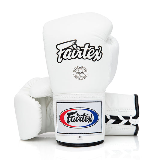 Fairtex BGL6 Lace-up Competition Boxing Gloves - White