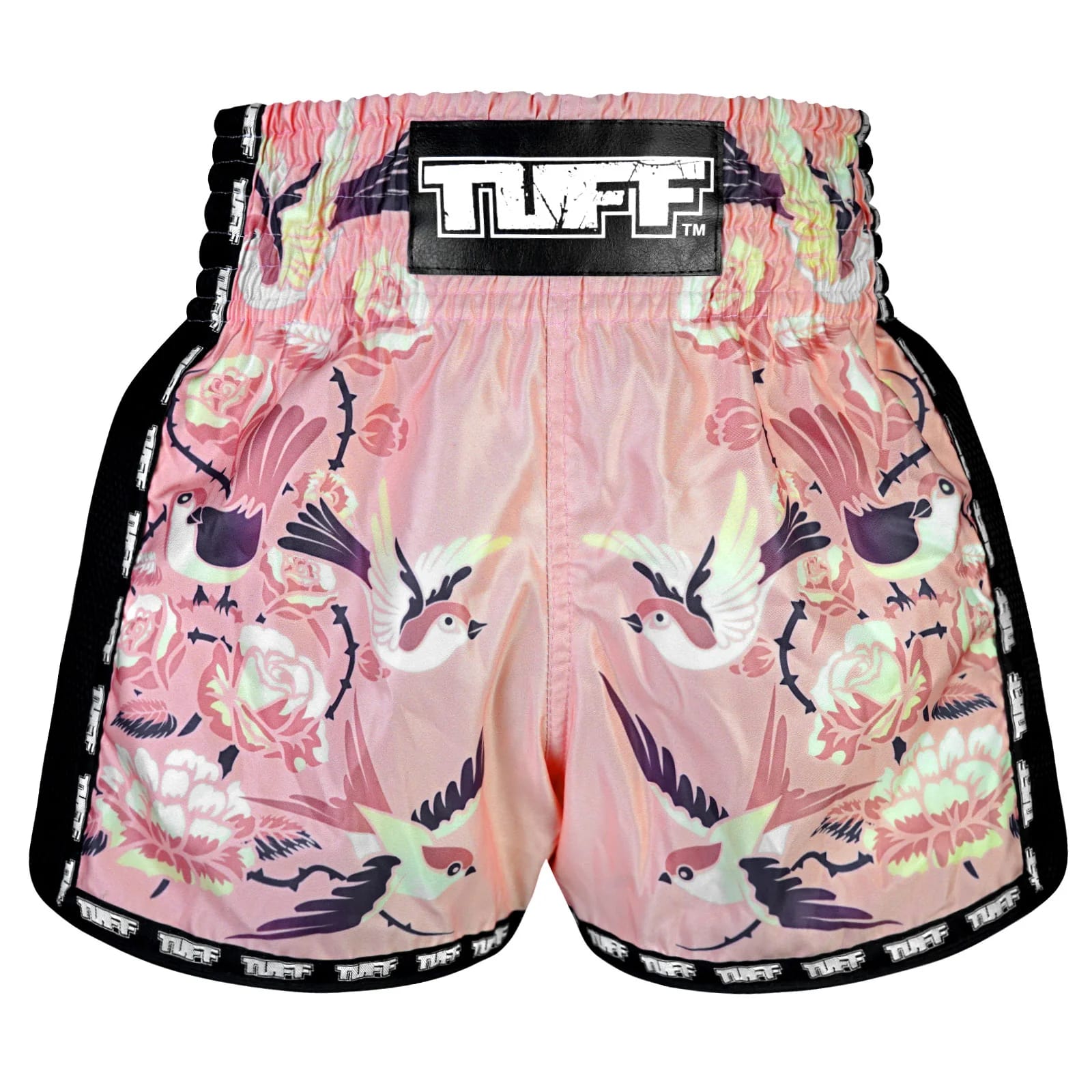 Roses Floral Retro Pink Print Muay Thai Boxing Shorts