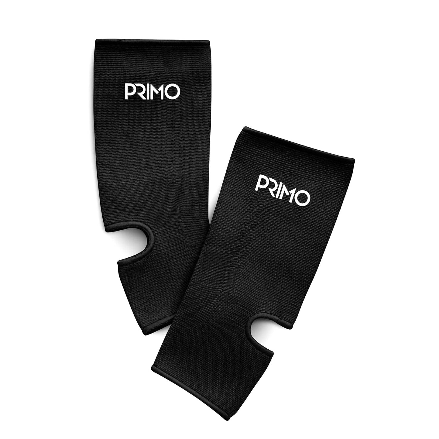 Black ankle support sleeves with 'Primo' branding on a white background