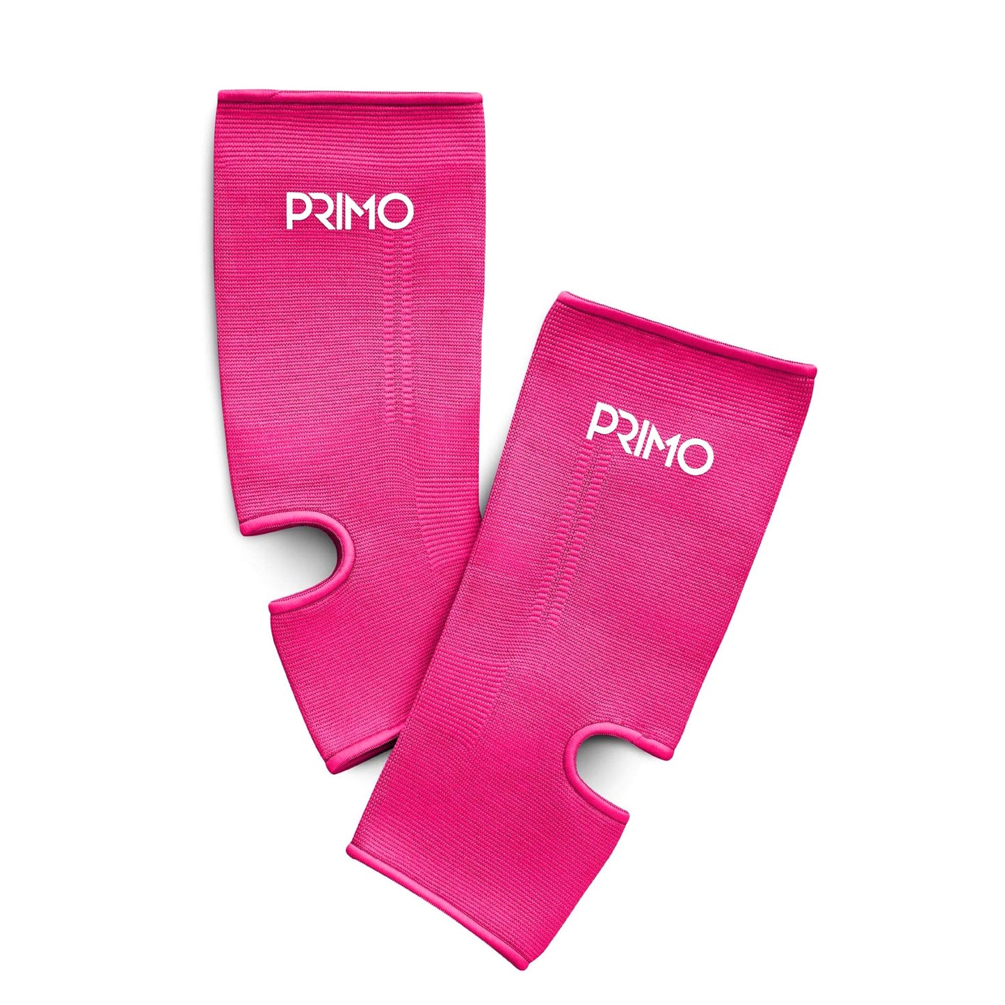 Two pink ankle supports with 'Primo' branding on a white background