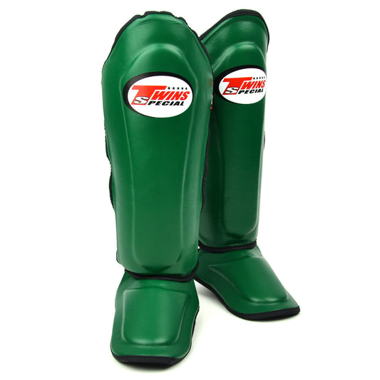 Twins Special SGL10 Leather Shin Pads - Dark Green
