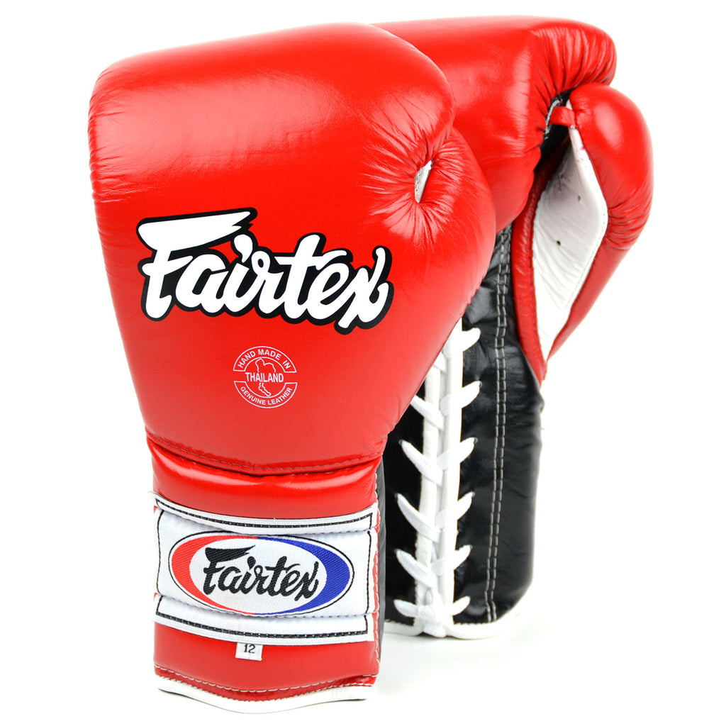 Fairtex BGL7 Mexican-Style Lace-up Training Gloves - Red-Black-White