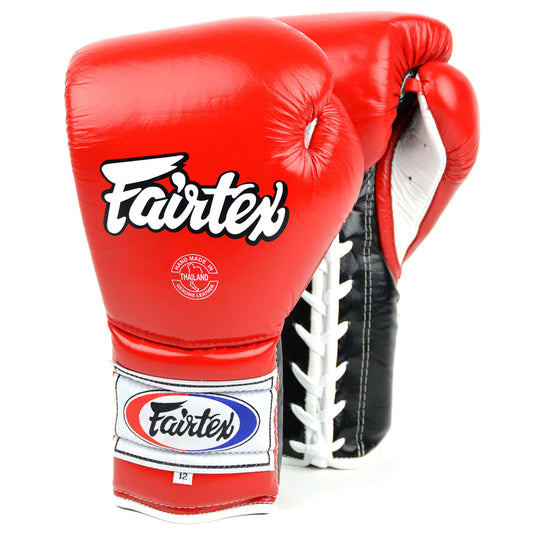 Fairtex BGL7 Mexican-Style Lace-up Training Gloves - Red-Black-White