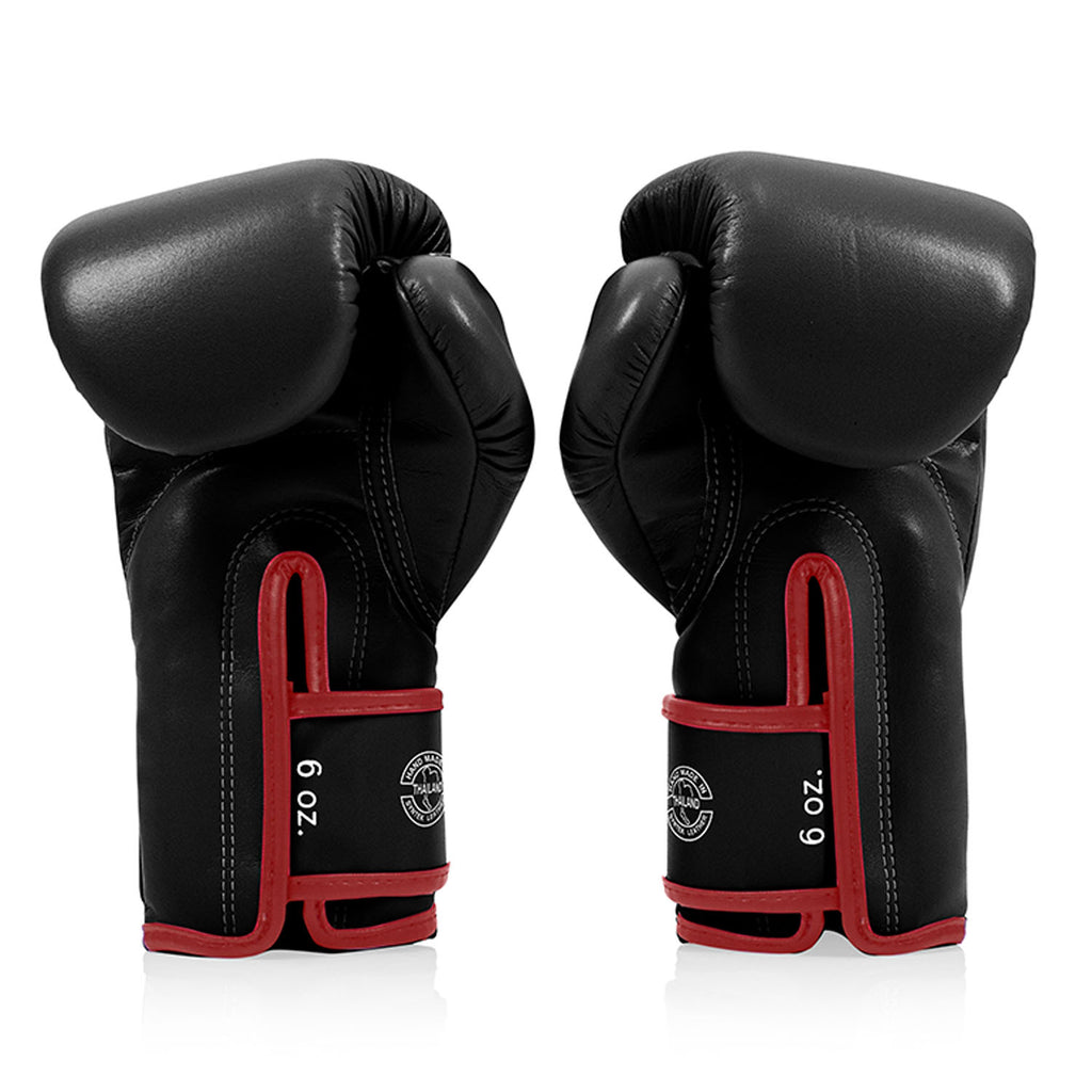 Fairtex BGV14 Microfibre Boxing Gloves - Black (Red Trim)