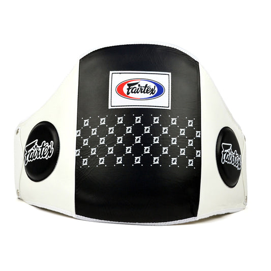 Fairtex BPV1 Standard Leather Belly Pad - White-Black