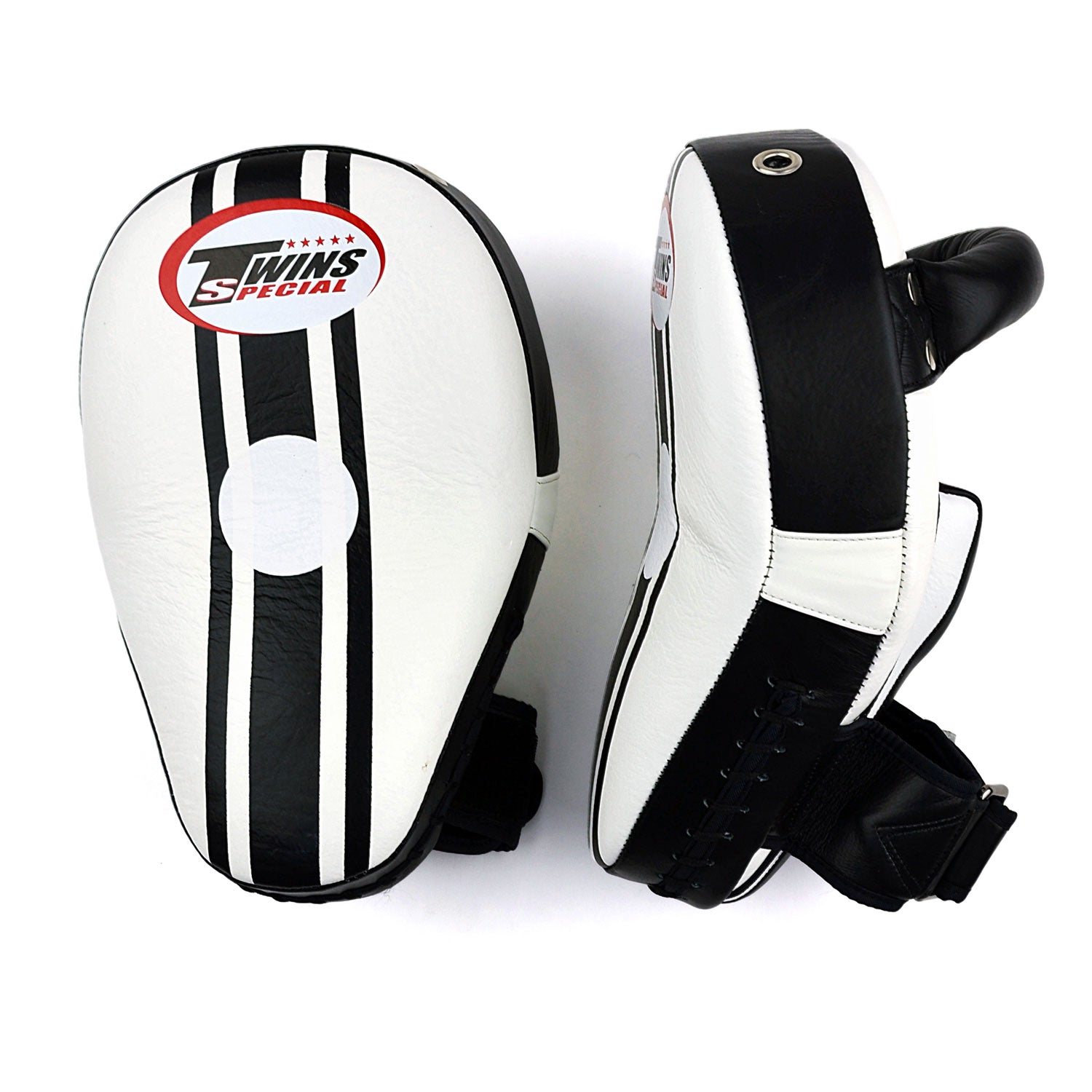 KPL11 Twins Curved Leaf-Shape Kick Pads White-Black – Muaythai-Boxing