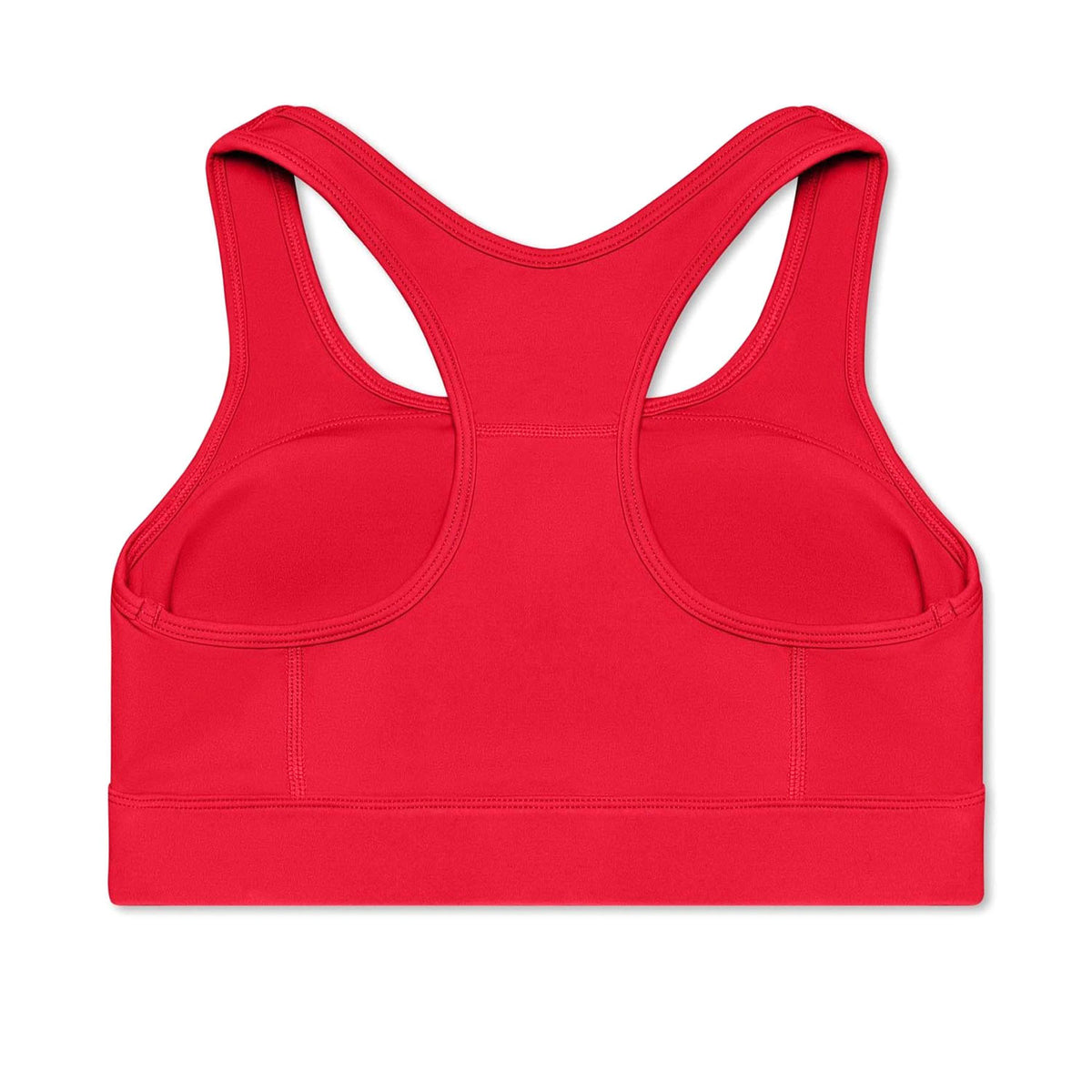 Red sports bra on a white background