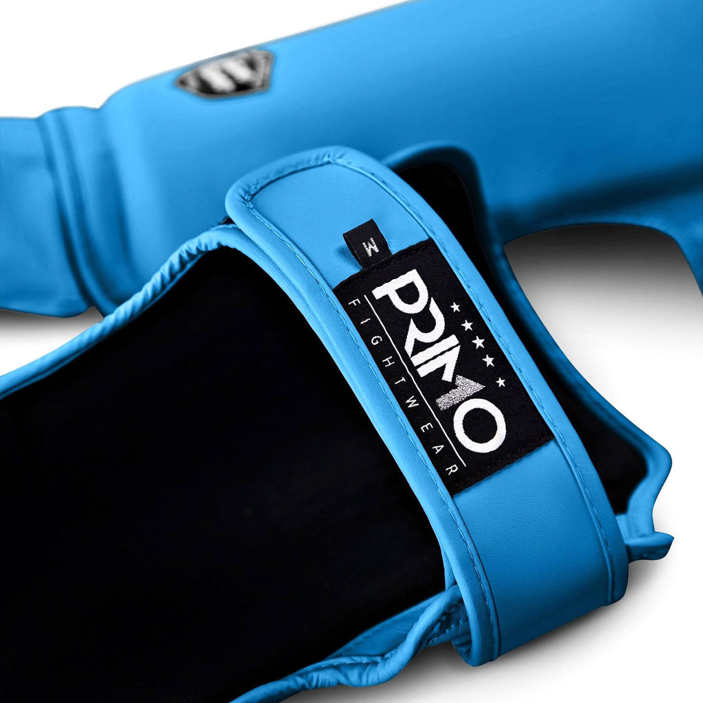 Blue boxing glove with Primo Fight Wear logo on a white background