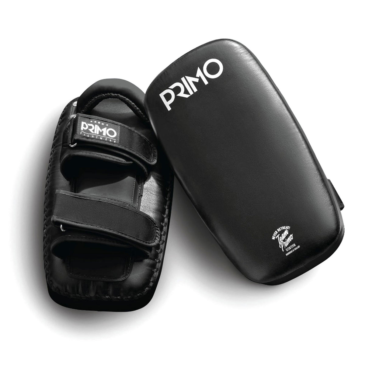 Black Primo boxing pads on a white background