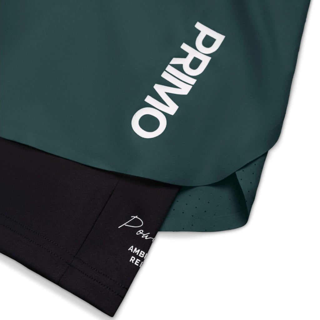 Green fabric with 'PRIMO' branding on a white background