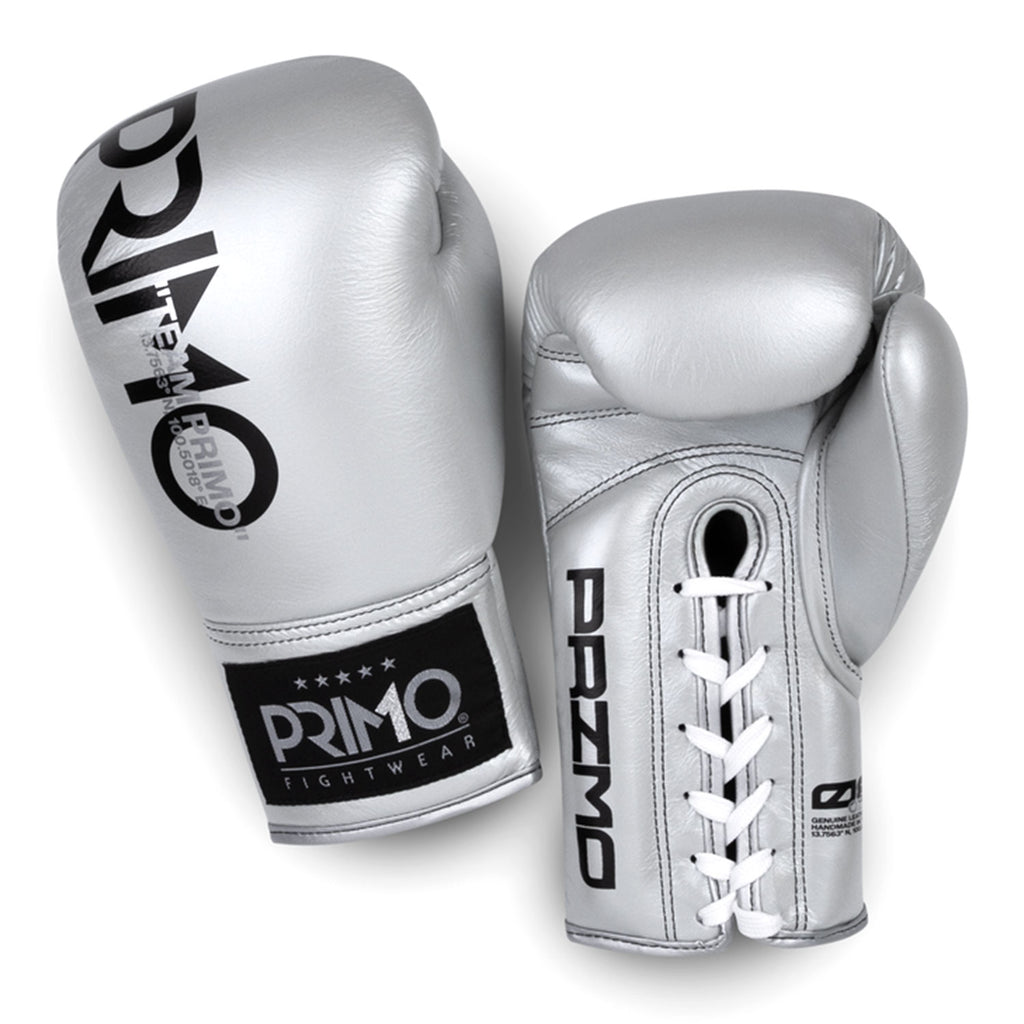 Primo Mamba Series Pro Lace-Up Boxing Gloves - Silver