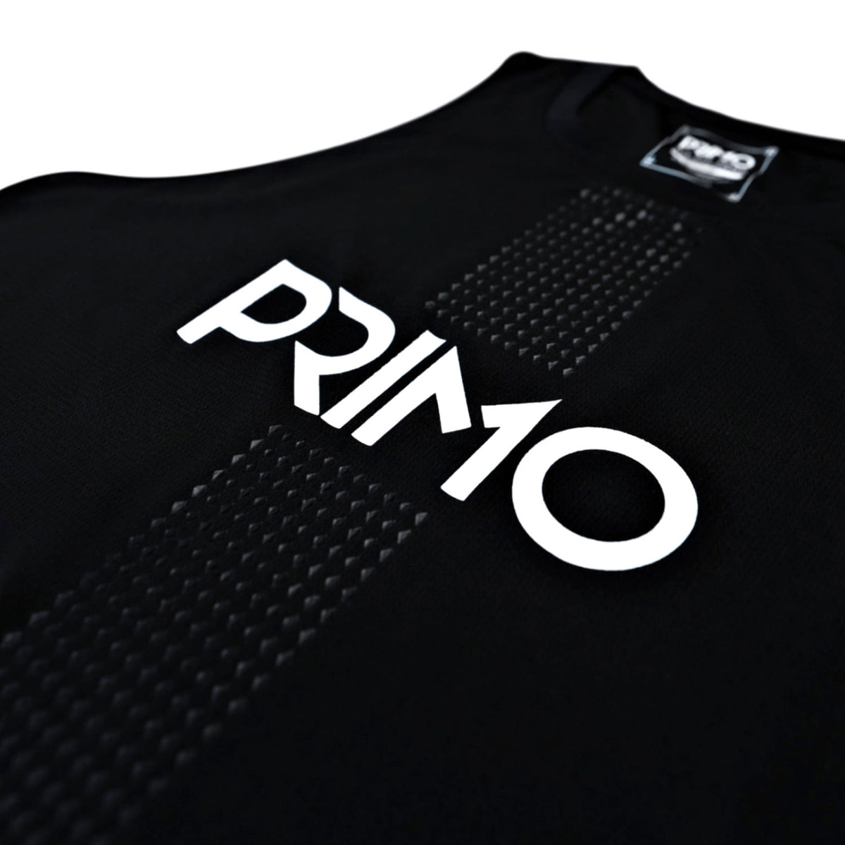 Black shirt with 'PRIMO' logo on a white background
