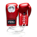 Red boxing gloves with 'Primo' branding on a white background