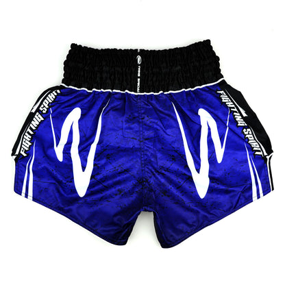 Blue Twins Special boxing shorts with black waistband on a white background