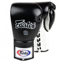 BGL3 Fairtex Black-White Lace-up Sparring Gloves