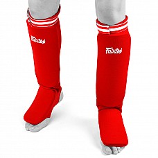 SPE1 Fairtex Red Elastic Competition Shin Pads