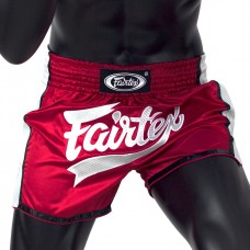 BS1704 Fairtex Red-White Slim Cut Muay Thai Shorts