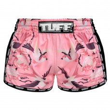 MRS302 TUFF Muay Thai Shorts Retro Style Pink Birds With Roses