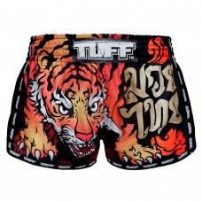 MRS303 TUFF Muay Thai Shorts Retro Style Black Cruel Tiger
