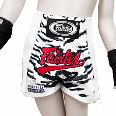 BSK2103 Fairtex Kids Muaythai Shorts White Tiger