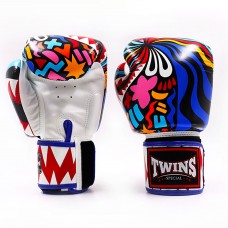 FBGVL3-62 Twins Abstract Boxing Gloves White-Blue